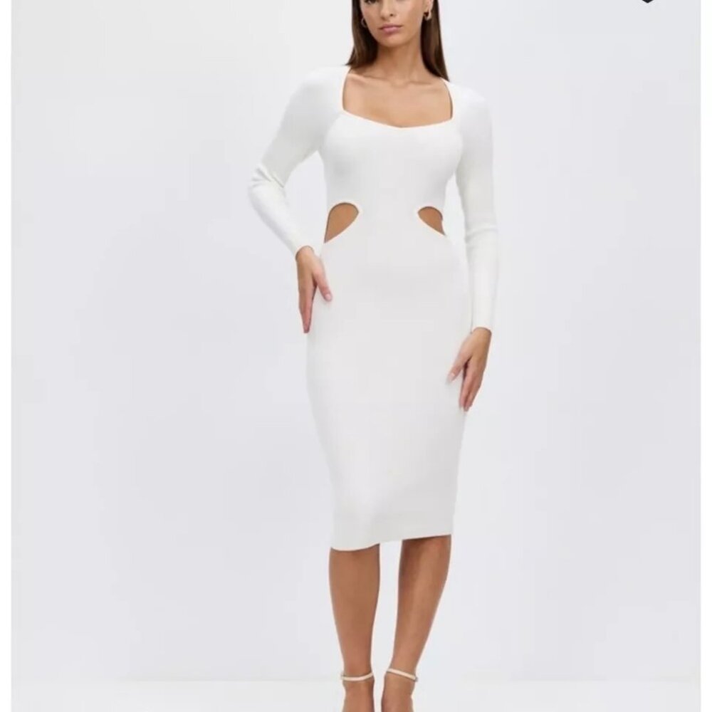 New Abercrombie & Fitch Long Sleeve Cutout Midi Sweater Dress S Petite